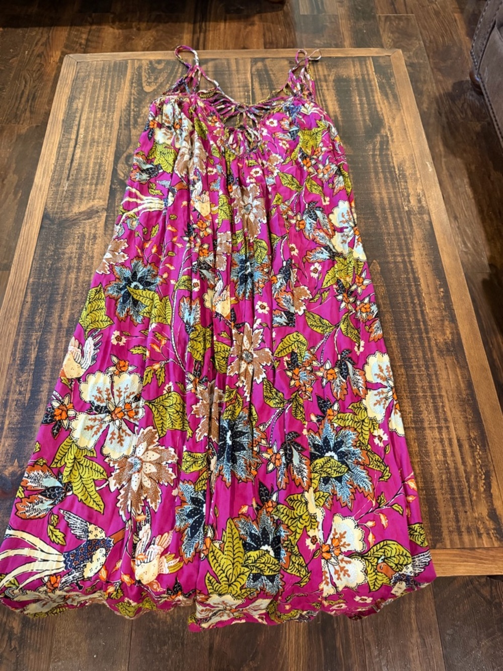 Anthropologie Fuchsia Botanical Print Maxi Dress